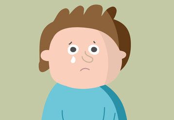 Vector-Illustration eines traurigen Kindes mit Träne im Gesicht